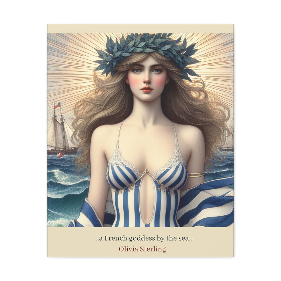 Thumbnail: Printed  Canvas - ' French goddess by the sea' - Digital Art by Olivia Sterling