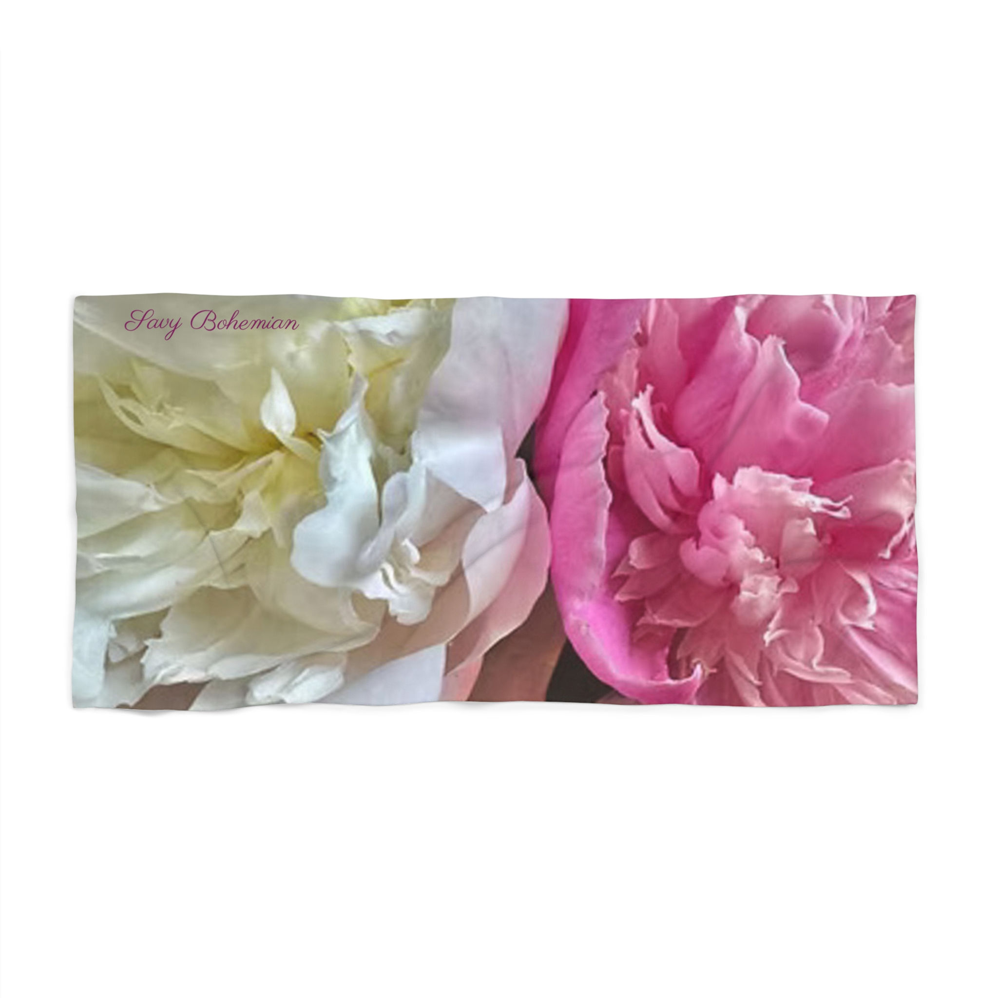 Mink Beach Towel -  Peonies - Design by Olivia