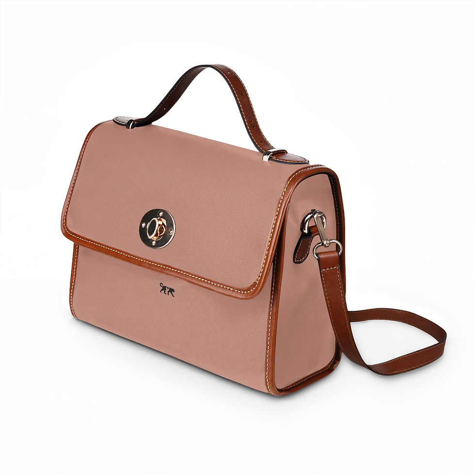 Thumbnail: Waterproof Canvas Satchel Bag – Classic Top-Handle Crossbody with Leather Trim