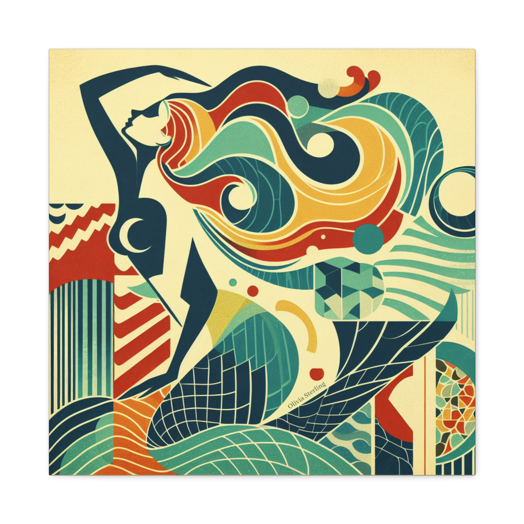 Retro Mermaid Canvas Print — Eco-Feminism Seaside Art