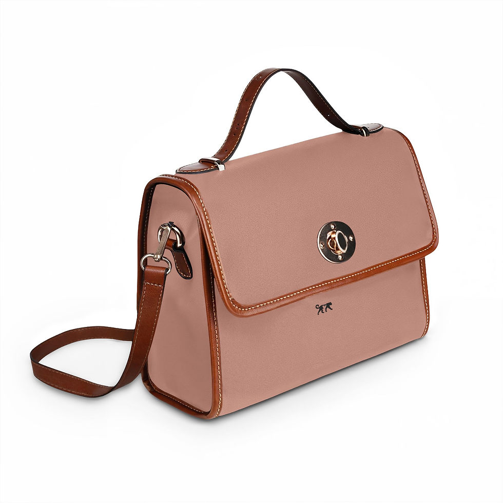 Thumbnail: Waterproof Canvas Satchel Bag – Classic Top-Handle Crossbody with Leather Trim