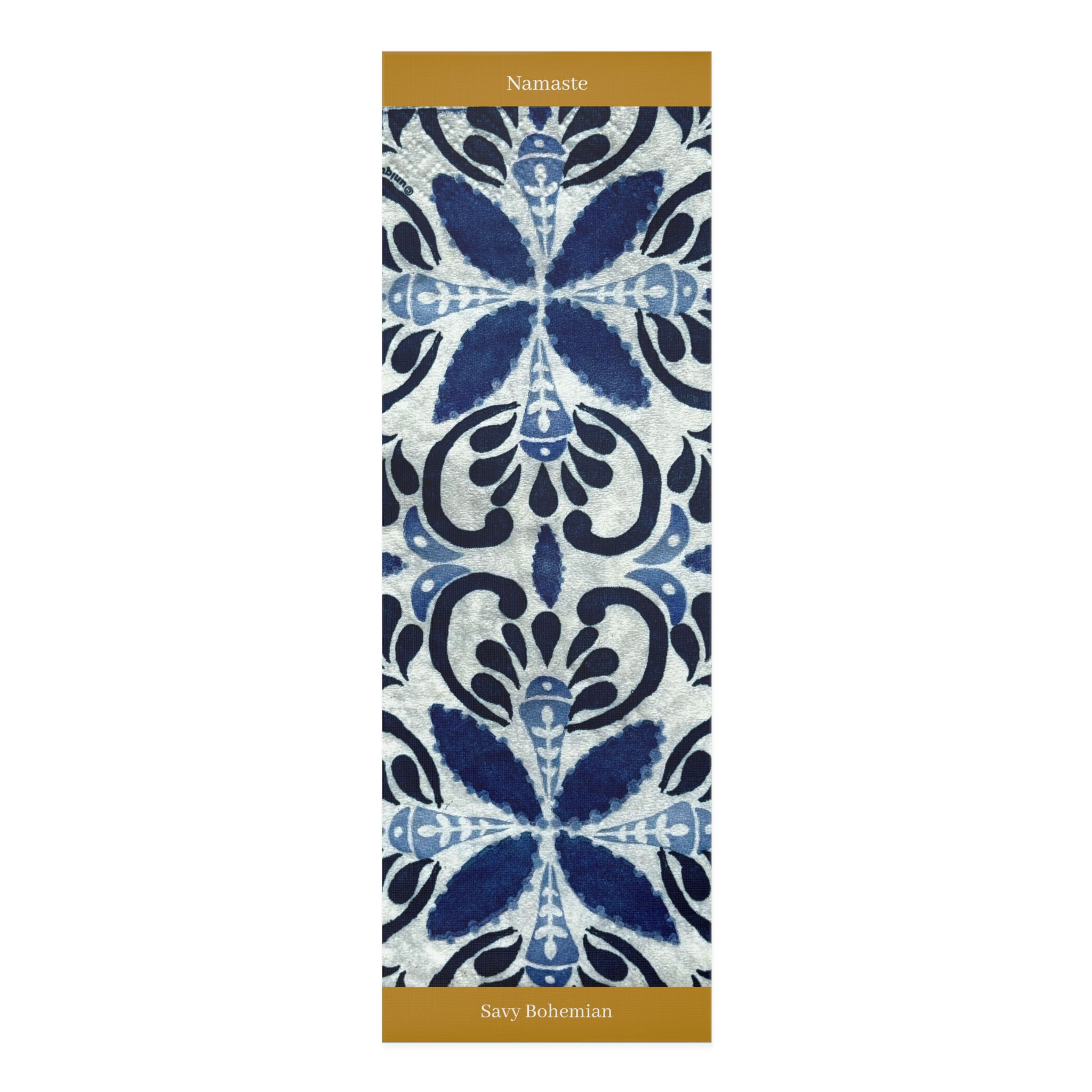 Yoga Mat - Blue-Gold Design  - Savy Bohemian