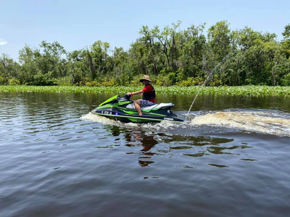 Freddy Kling on a personal watercraft in the St. John's River