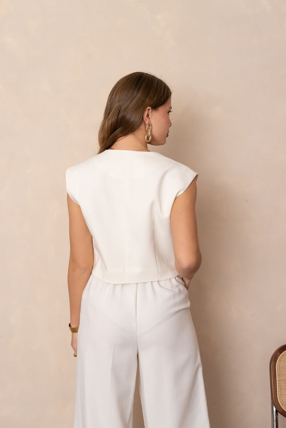 lulu blazer sans manche écrue vue de dos