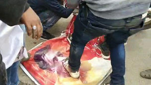 বিজেপিতে যোগদানের পরেই শুভেন্দুর পোস্টারে লাথি-আগুন টিএমসিপির