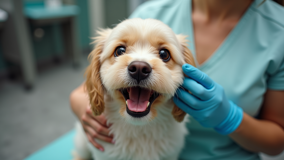 High angle view of a joyful pet enjoying a grooming session