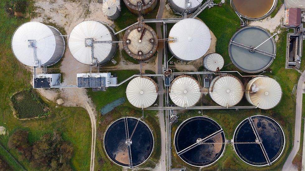 aerial view of a water treatment facility