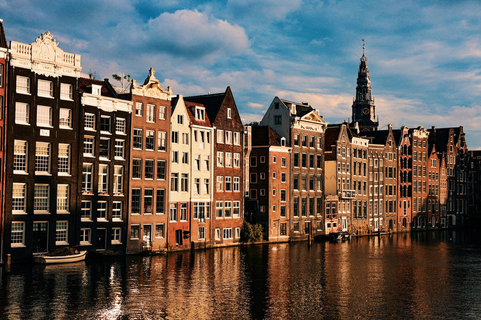 Historic Amsterdam houses along the canal
