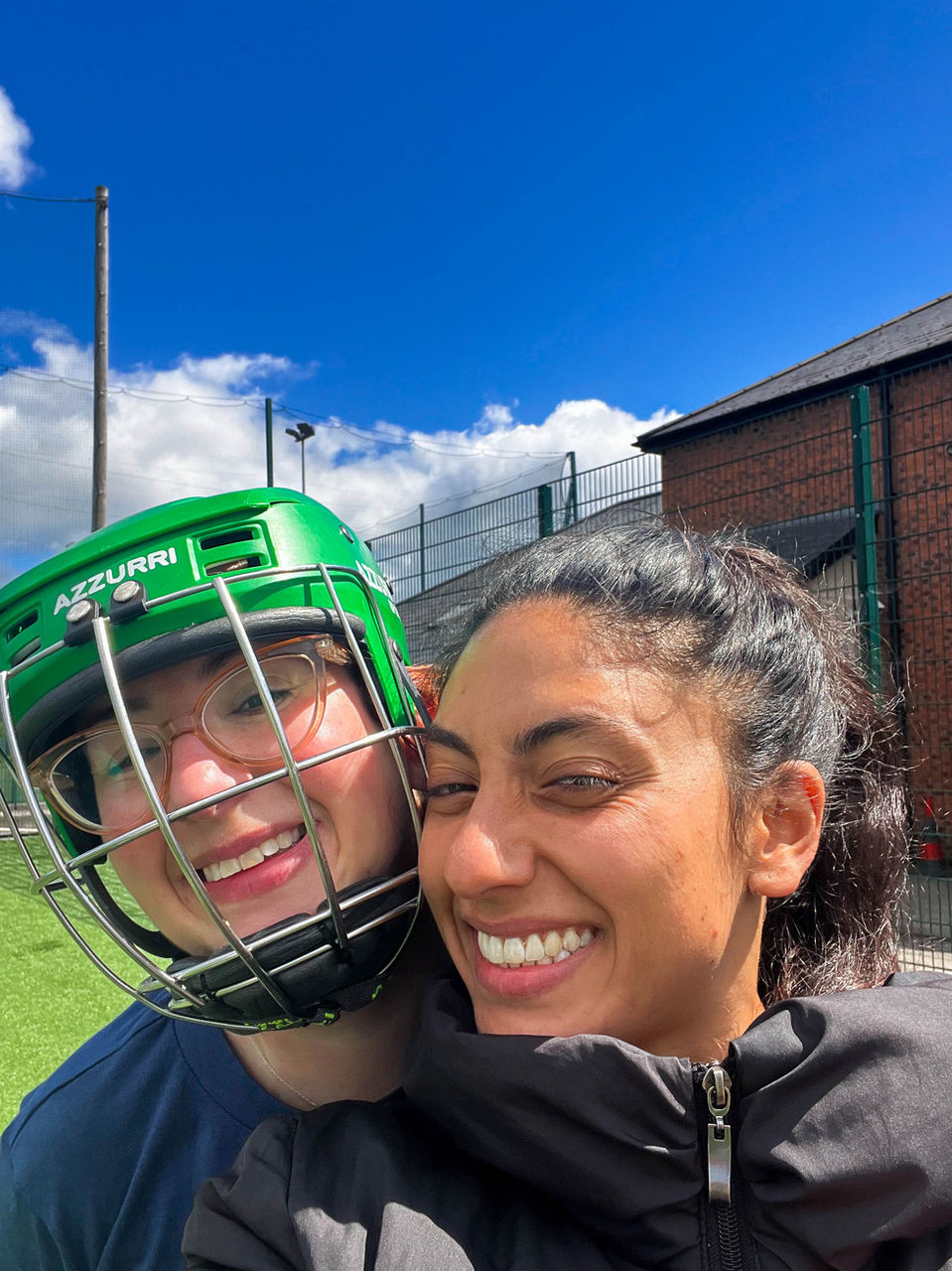 FTLO friends smiling after a hurling lesson in Ireland