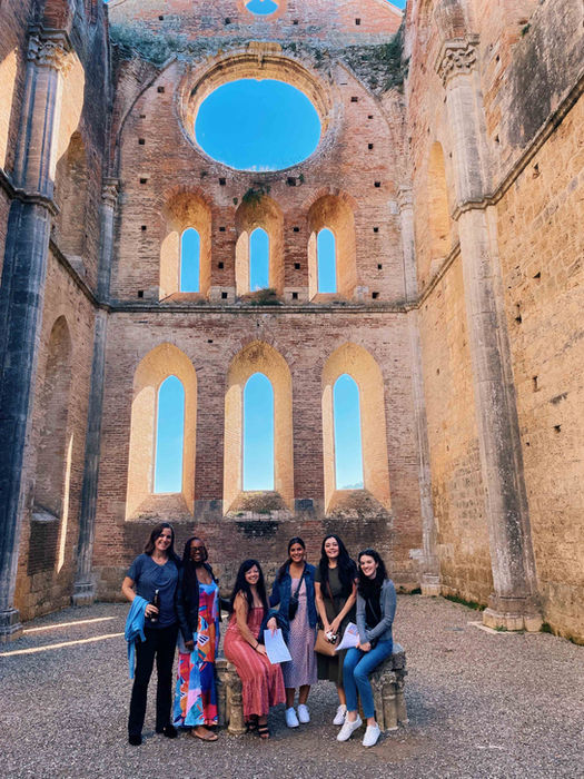 FTLO travelers at the ruins of the Abbey of San Galgano in Tuscany