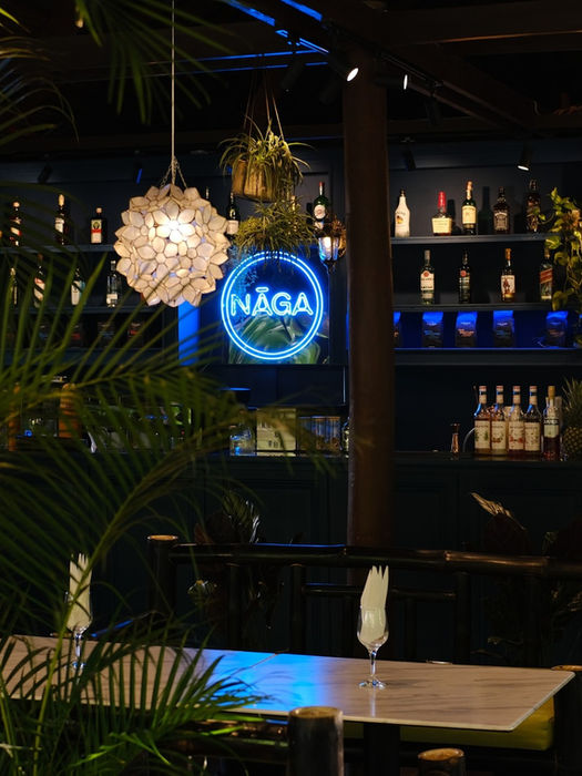 Bar interior with neon sign in the Philippines