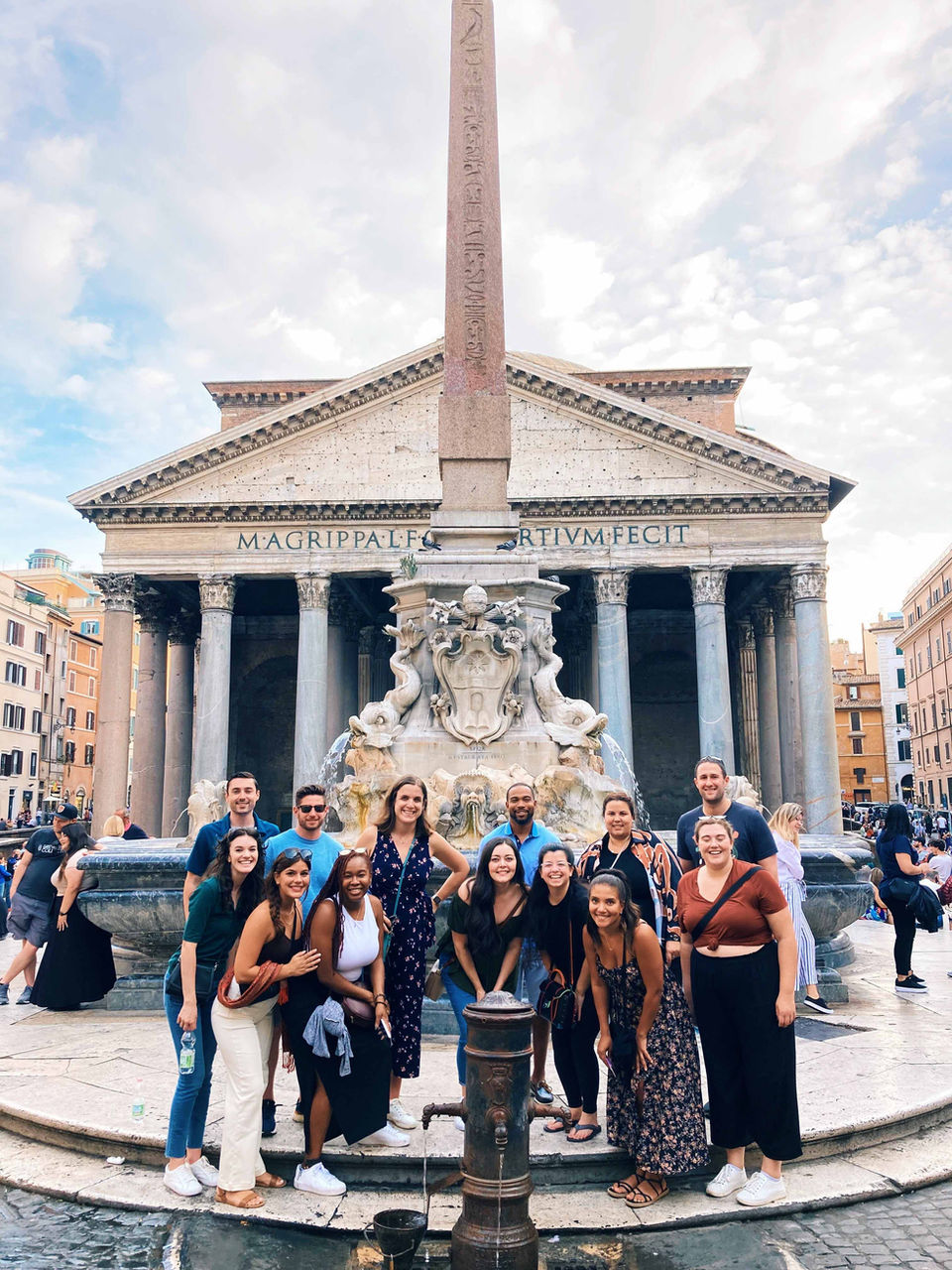Group gathered in front of the Pantheon in Rome