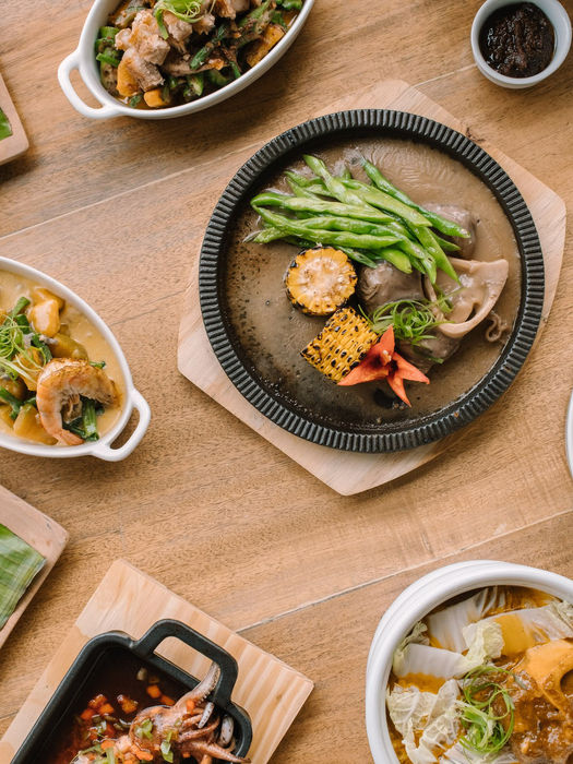 Traditional Filipino dishes served on a table