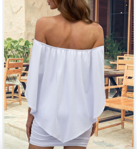 white silk off shoulder wedding dress Ladivine WN315