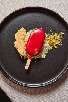 Best Holiday Party Catering Boston Cherry Covered Mousse Pops with Gold Leaf