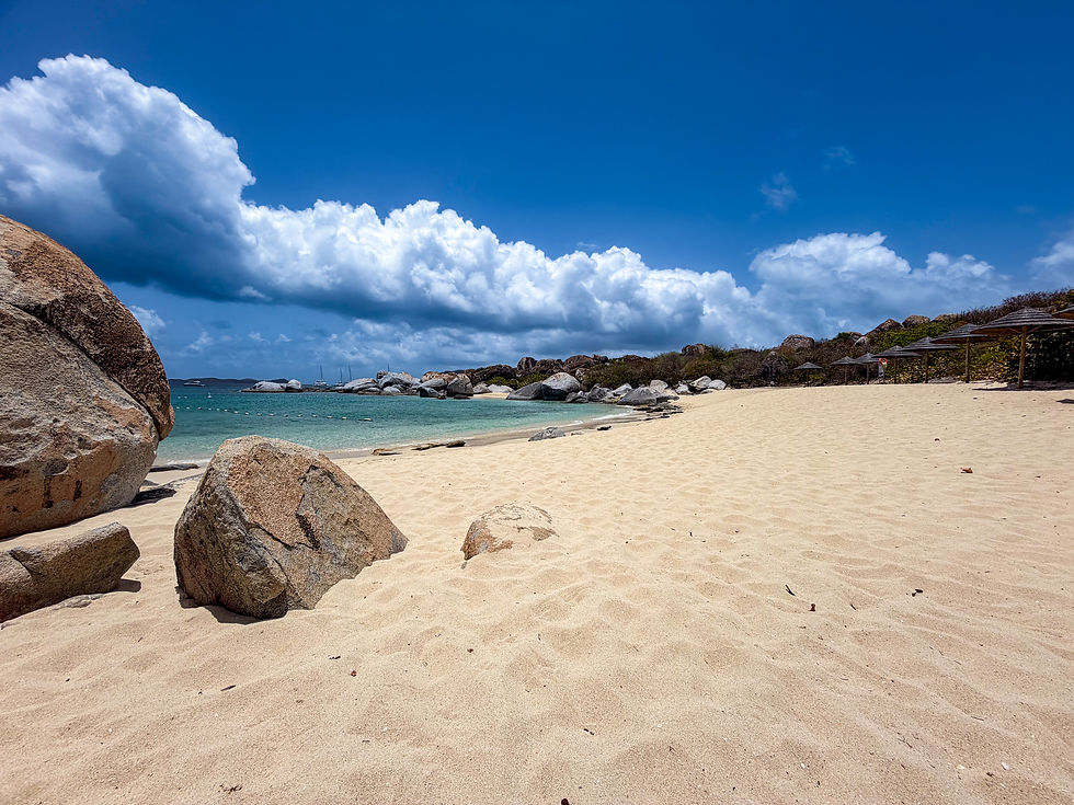 Quiet Devil's Bay at The Baths on Virgin Gorda with no people on the beach.