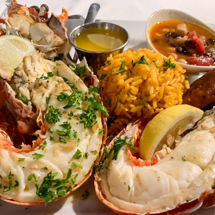 Lobster dinner from Morgan's Mango, St. John, USVI