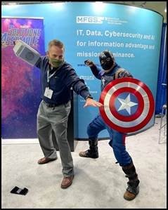 Cary Riddock poses with Captain America.