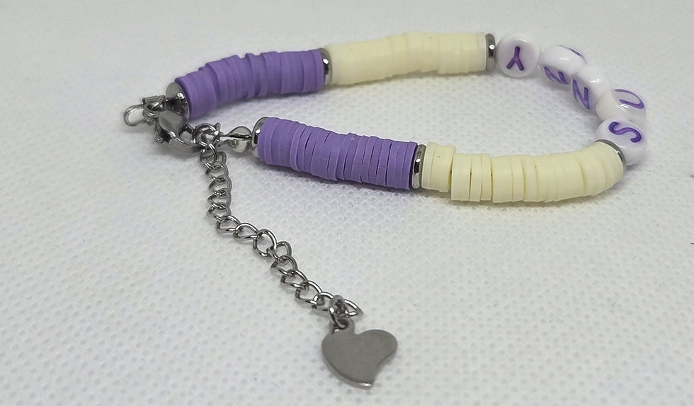 Thumbnail: Polymer Clay-beads bracelet pair- Silver Accessories