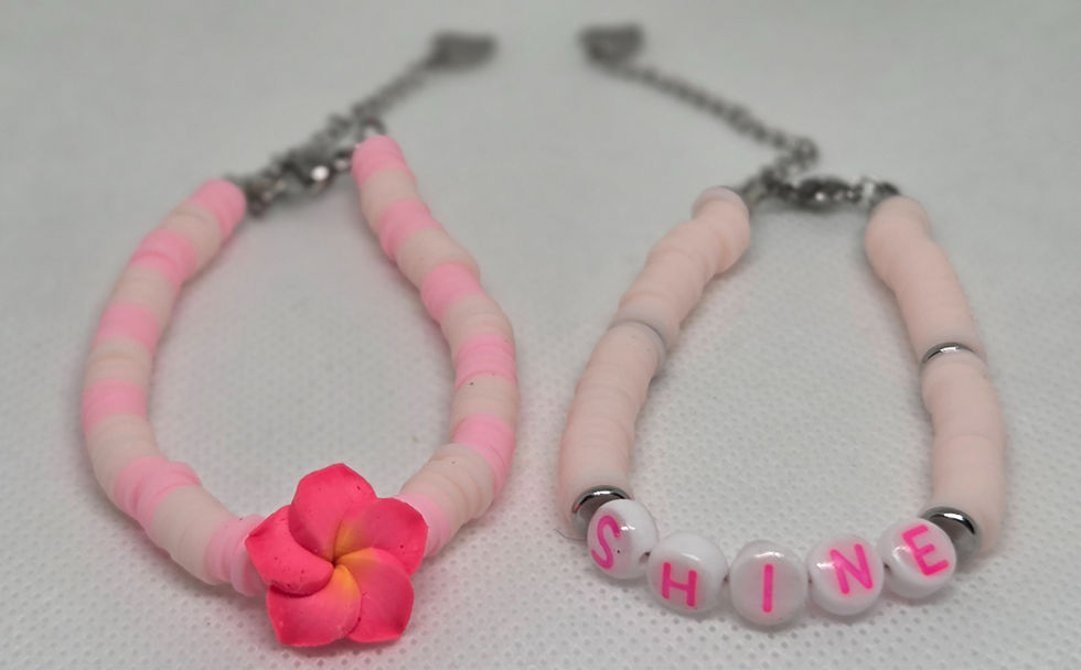 Thumbnail: Polymer Clay-beads bracelet pair- Silver Accessories