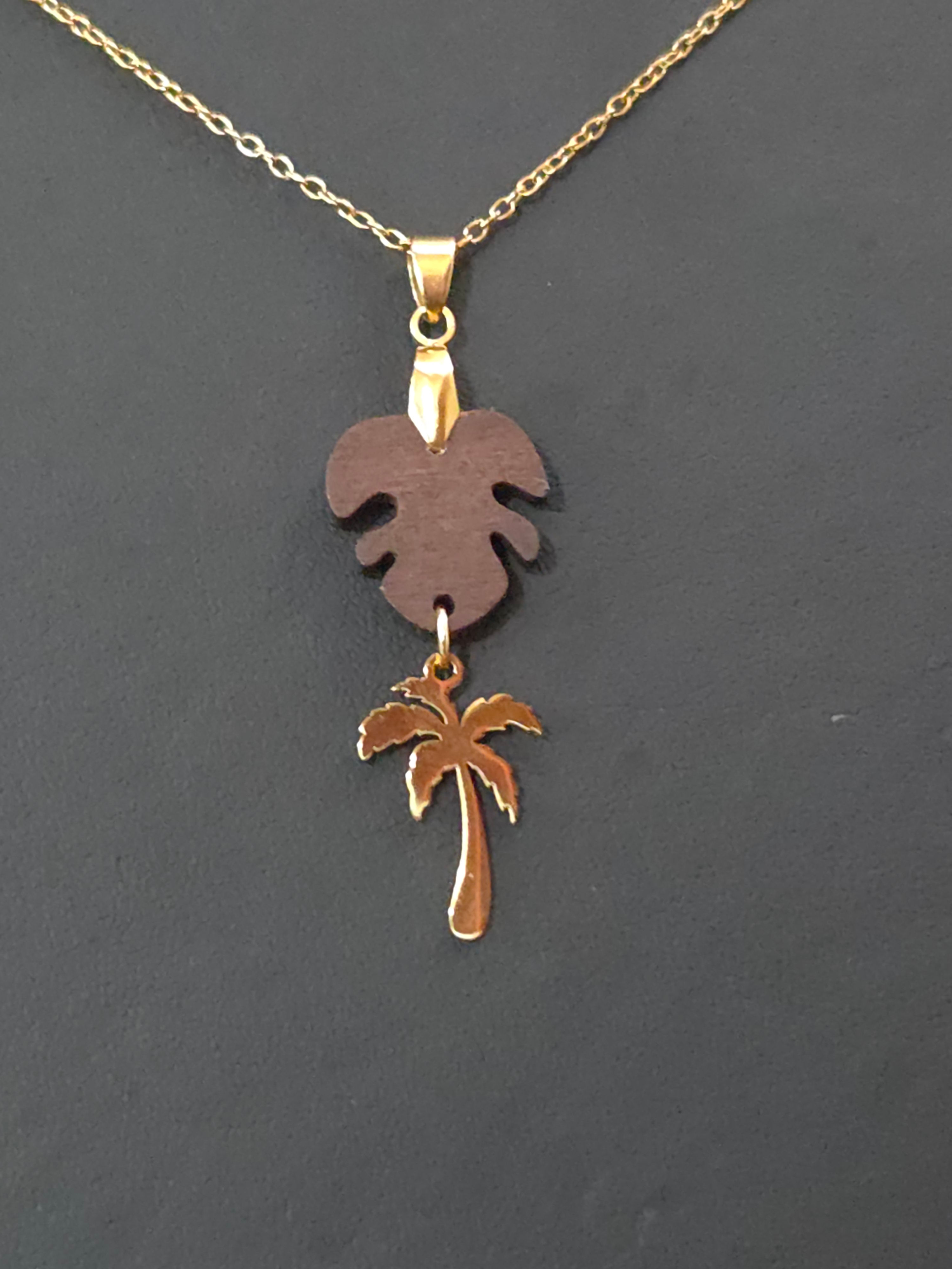 SS Gold Colour Coconut Tree Pendant and Chain