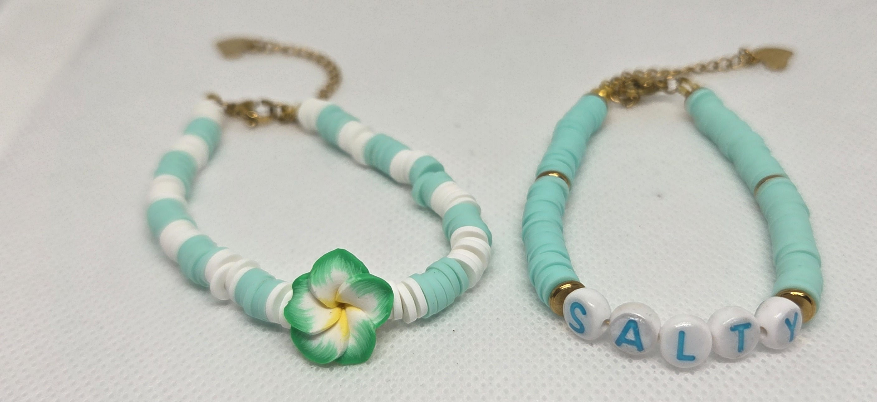 Polymer Clay-beads bracelet pair-Gold Accessories