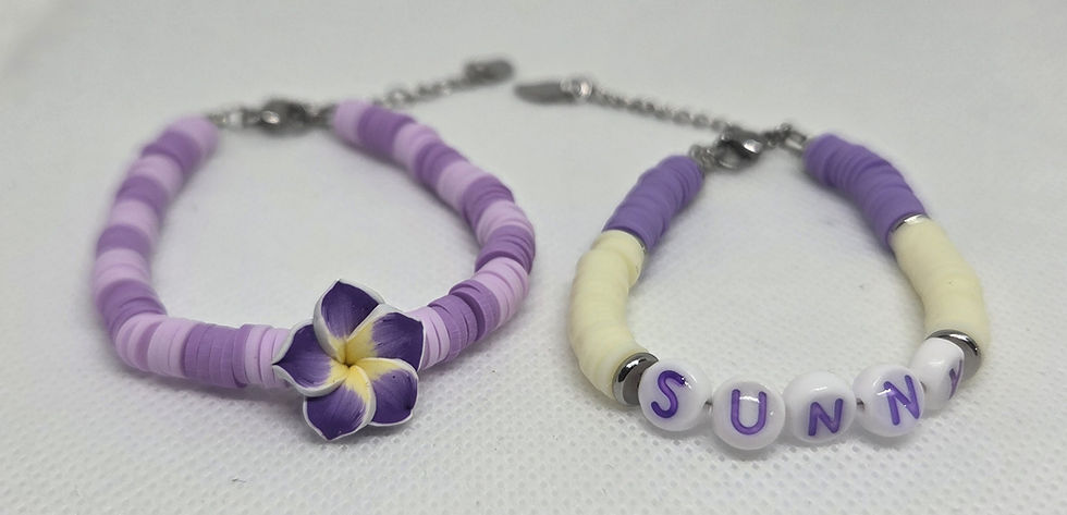 Thumbnail: Polymer Clay-beads bracelet pair- Silver Accessories
