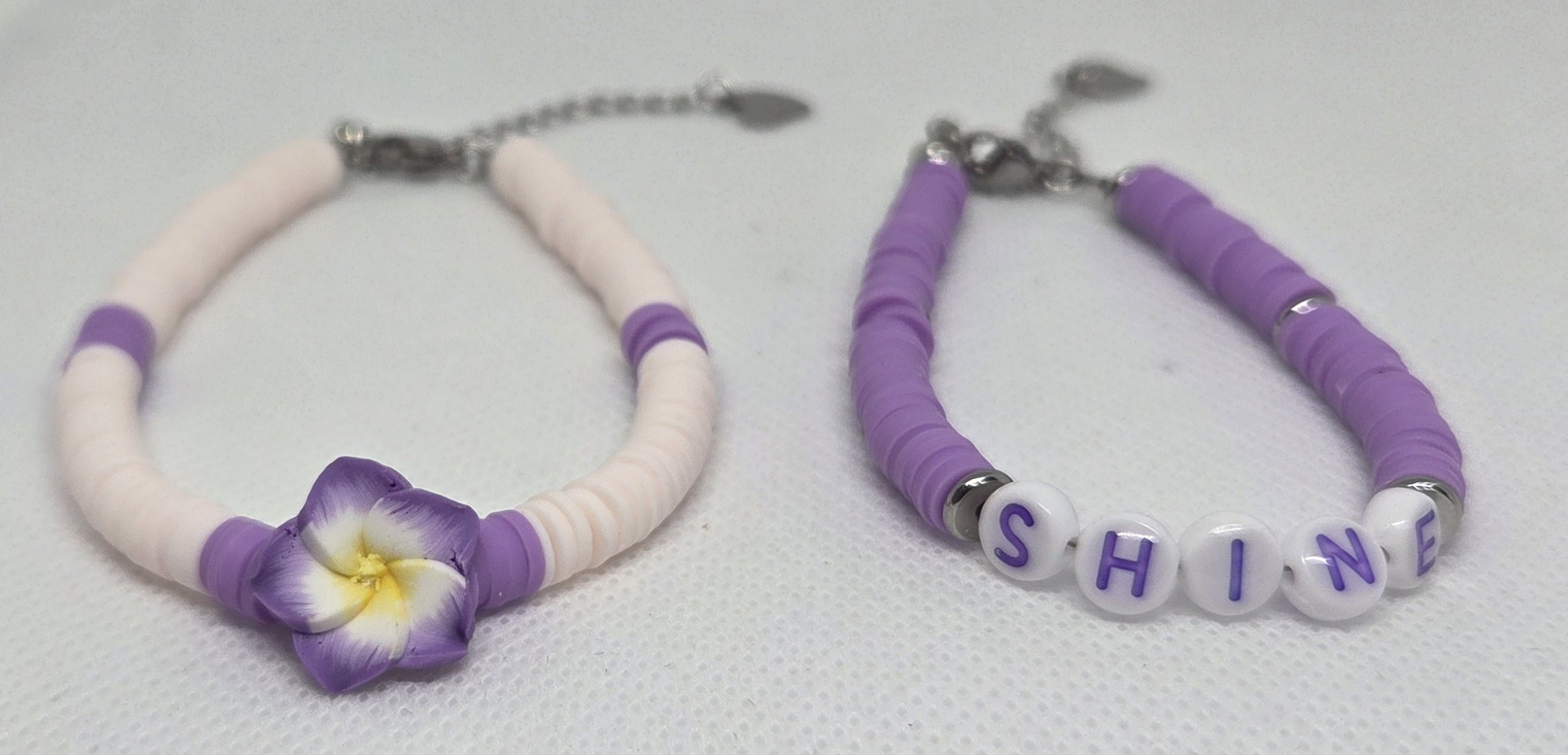 Polymer Clay-beads bracelet pair- Silver Accessories