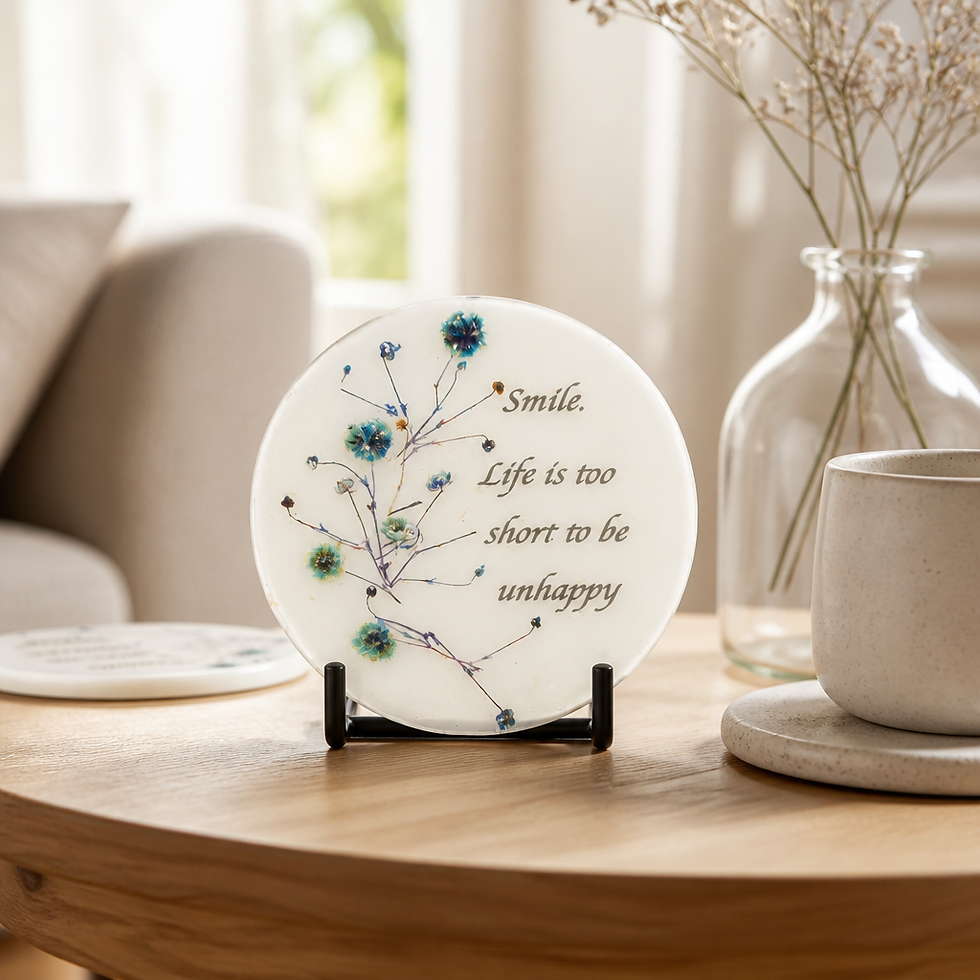 Thumbnail: Resin coaster set-Happiness Quotes