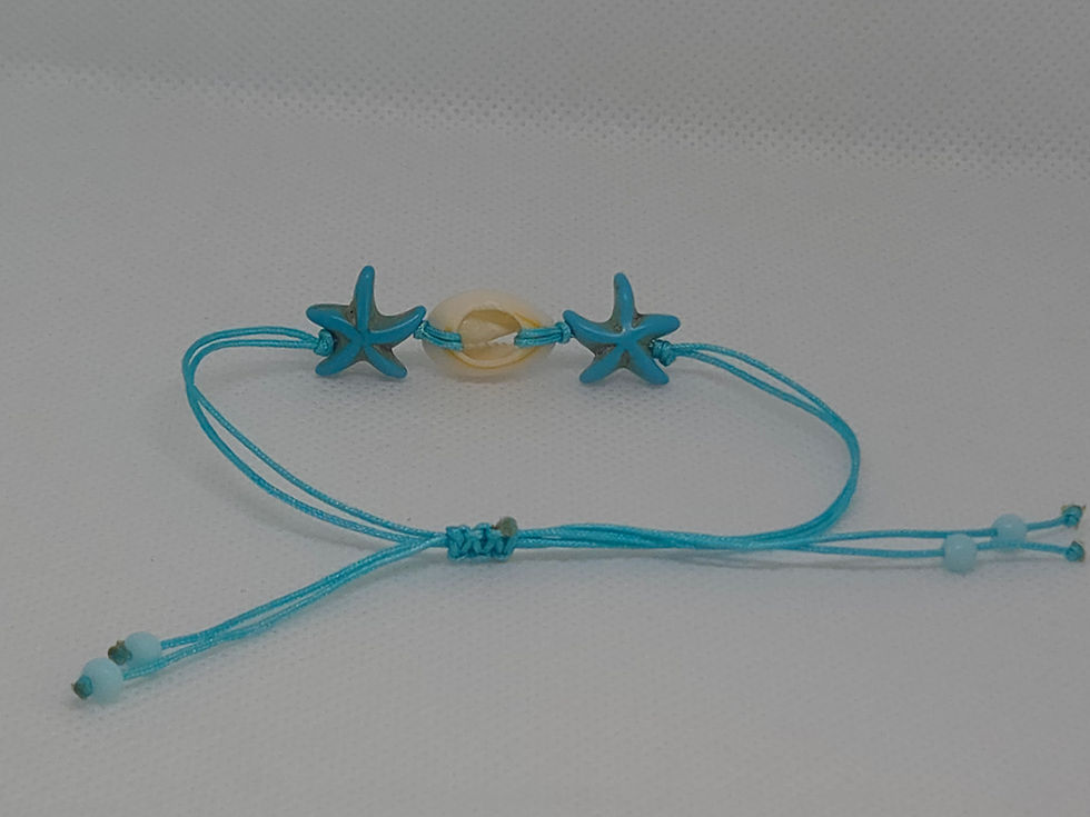 Thumbnail: Cowrie shell & Starfish adjustable Nylon Cord Bracelet