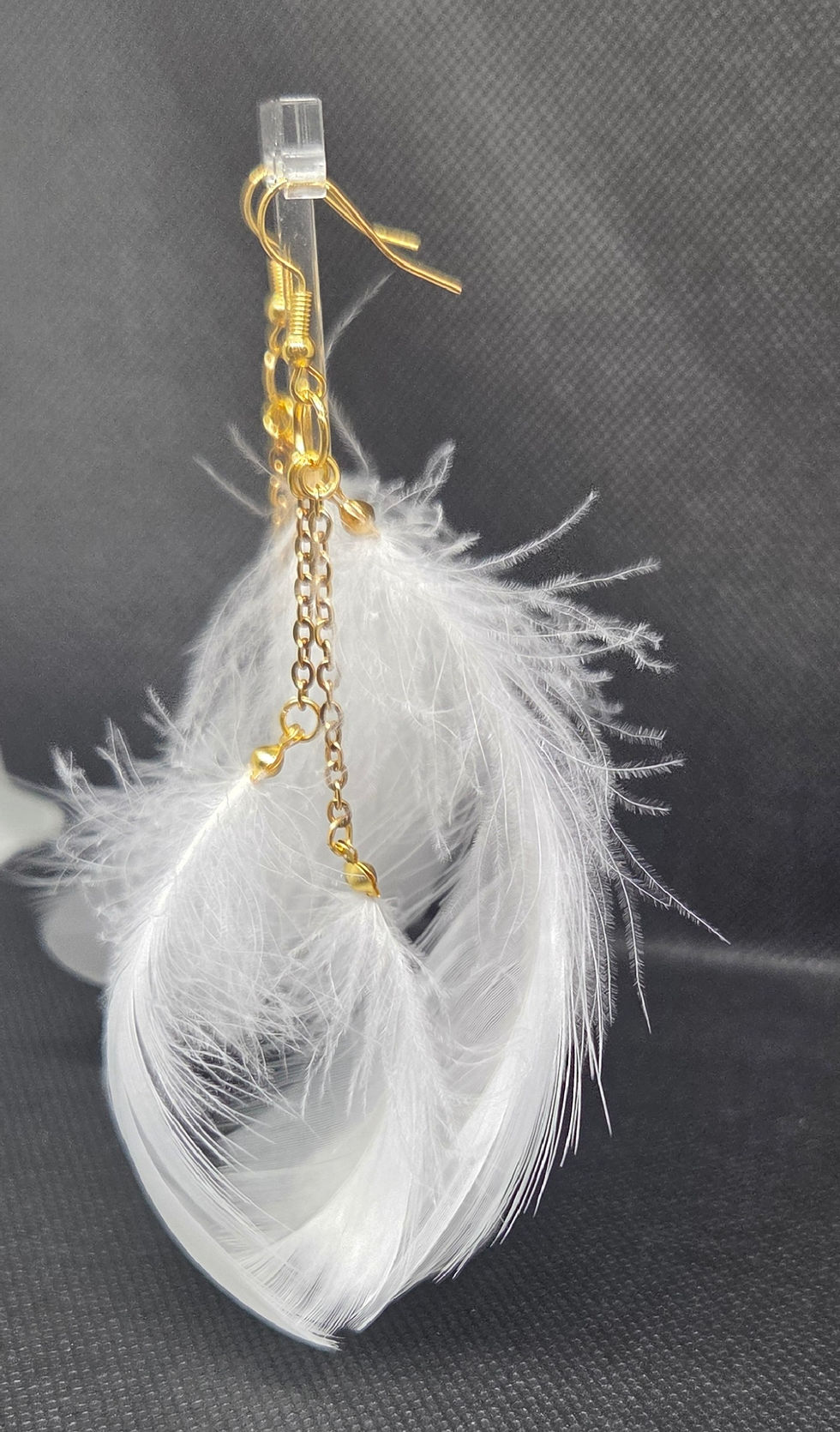 Thumbnail: Natural  Fluff Goose feather Earring