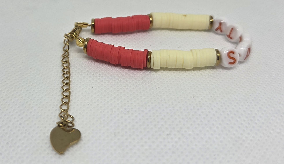 Thumbnail: Polymer Clay-beads bracelet pair-Gold Accessories