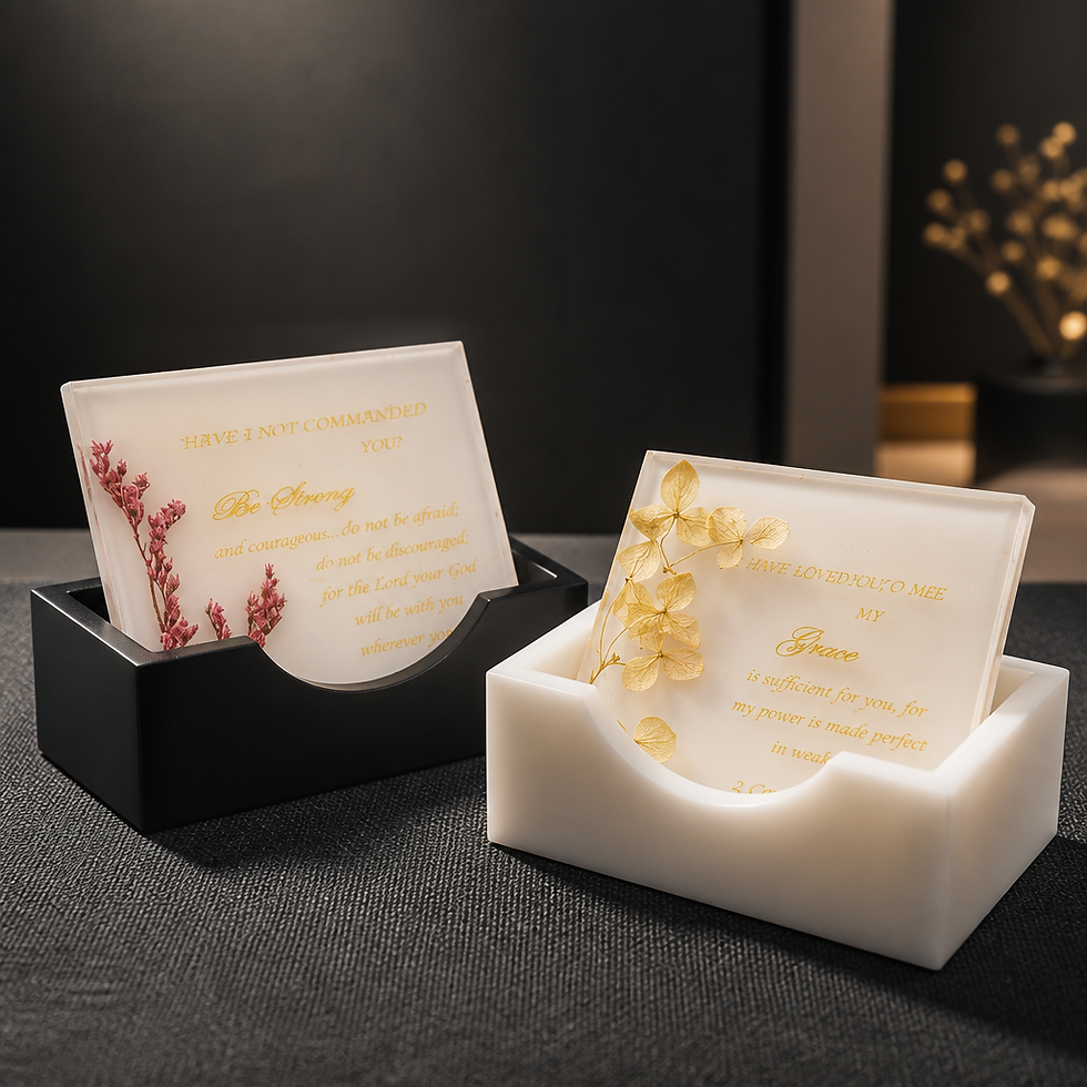 Thumbnail: Resin coaster set-Grace, Strong, Peace and Commit scriptures
