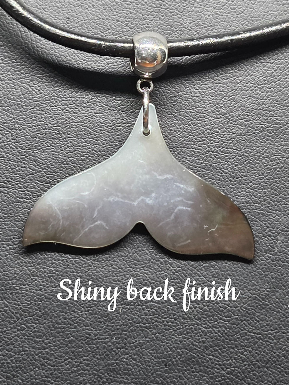 Thumbnail: Natural Mother of Pearl Fish tail Pendant and leather necklace