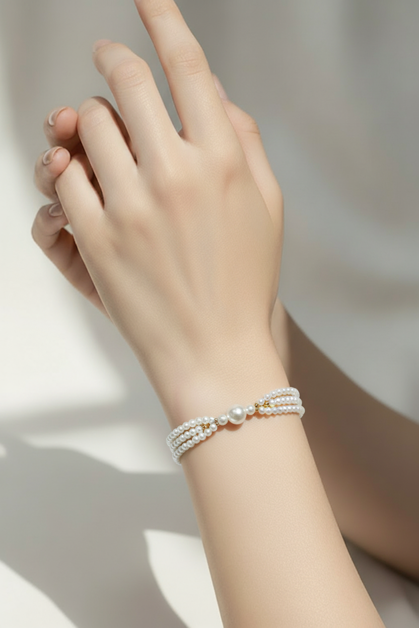 White Faux Pearl Bracelet