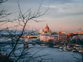 Sunset view of Budapest Parliament by the Danube