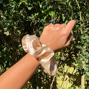 Champagne Satin Silk Scrunchie