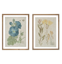 Wood Framed Wall Decor w Vintage Floral Image, 2 Styles by Creative Co-Op - 830088 Old Br