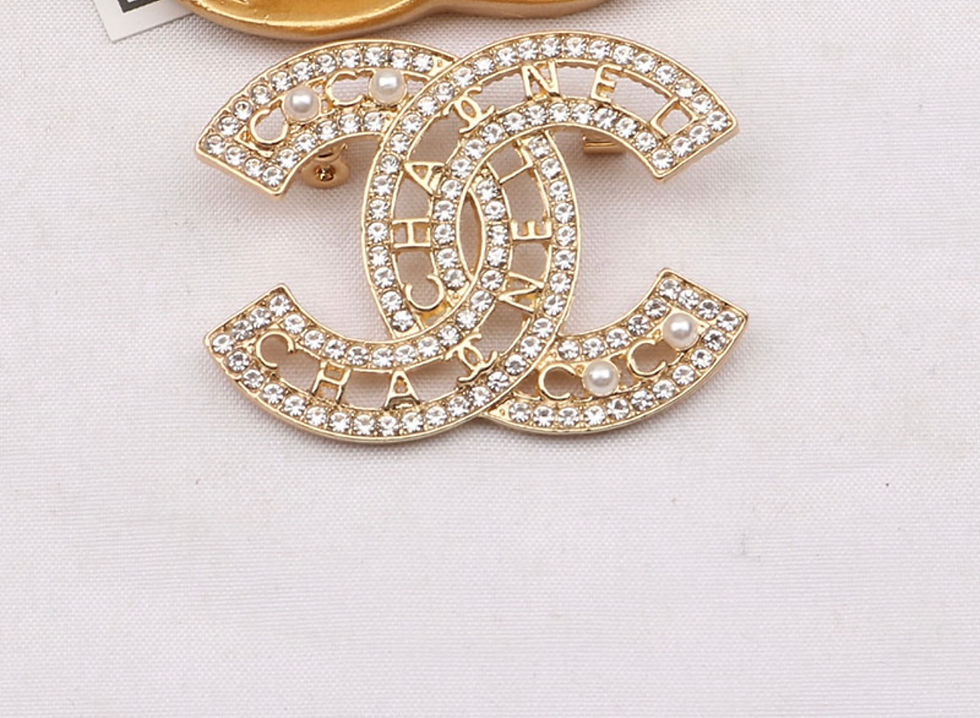 Thumbnail: Luxury Women Designer Brand Letter Brooches gold Plated Inlay Crystal Rhinestone