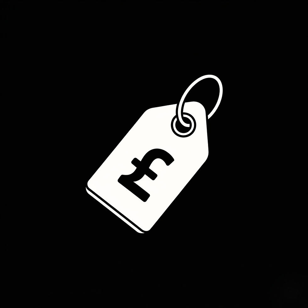 Price tag showing British Pound symbol