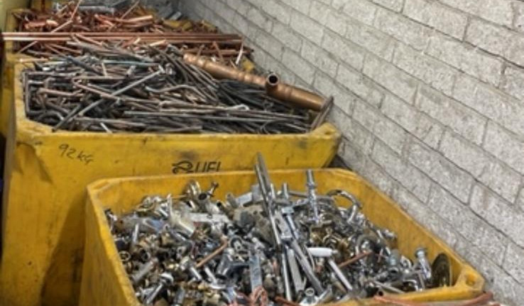 Scrap metal in containers