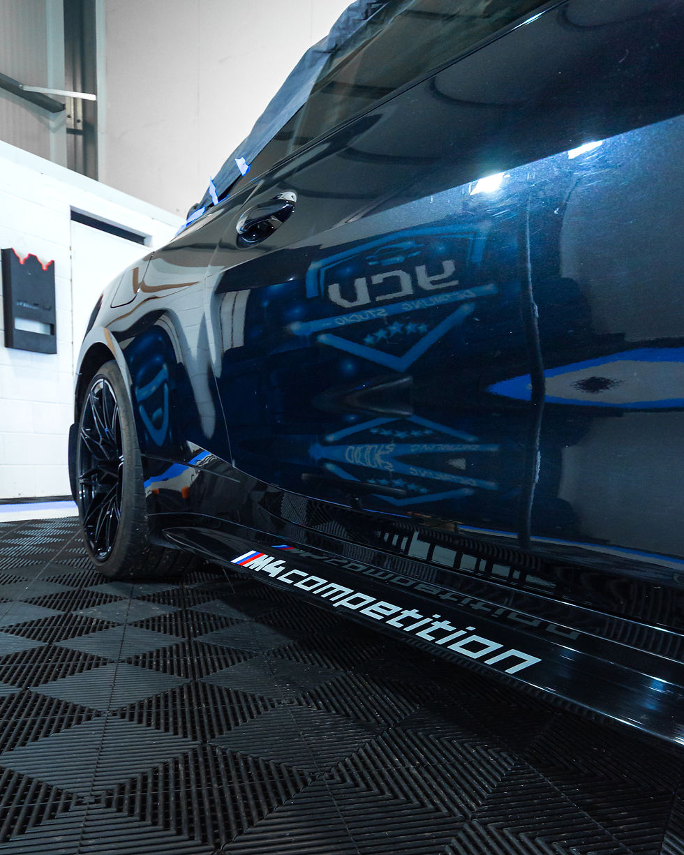 Deep blue car, "Acceleration" detail, Yorkshire Coast Valeting