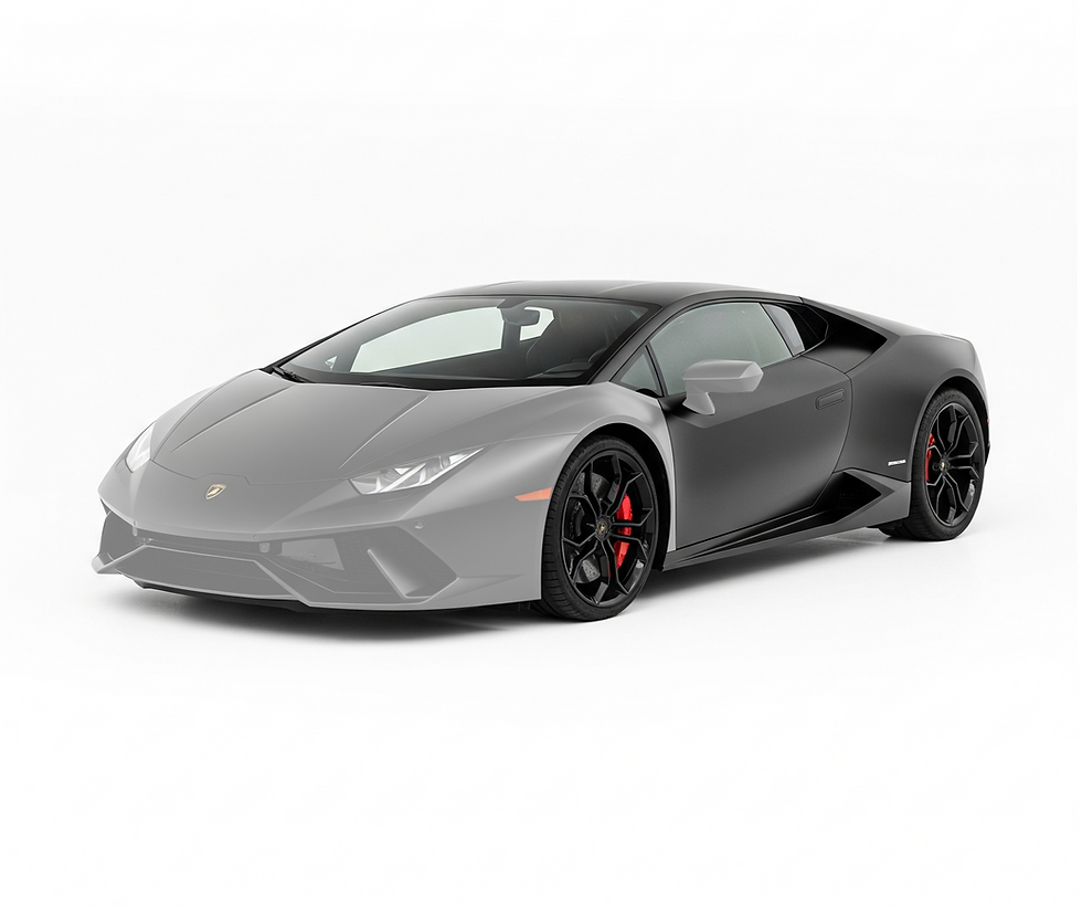 Grey Lamborghini Huracan, black wheels and red calipers. Luxury sports car. MCC Automotive