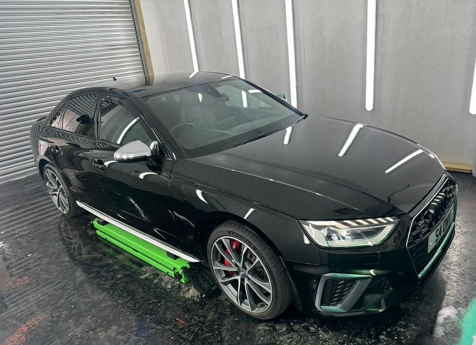 Black Audi S4 undergoing detailing