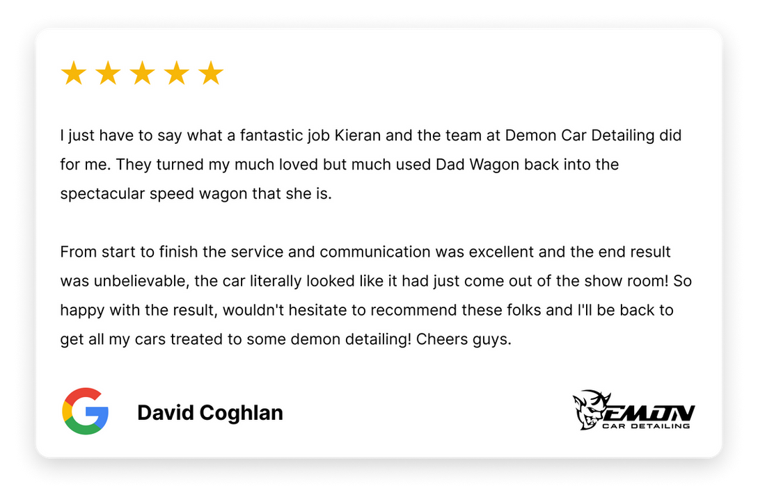 3-star customer review by David Coghlan for car detailing