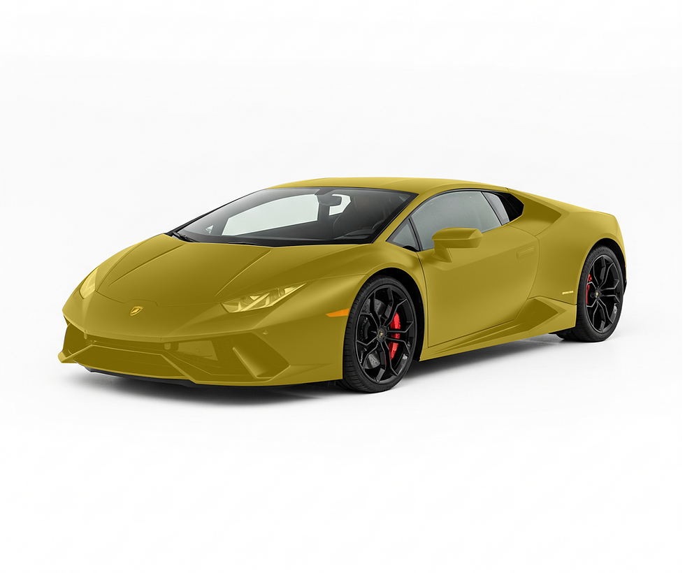 Yellow Lamborghini Huracan sports car. Luxury vehicle against a white background.