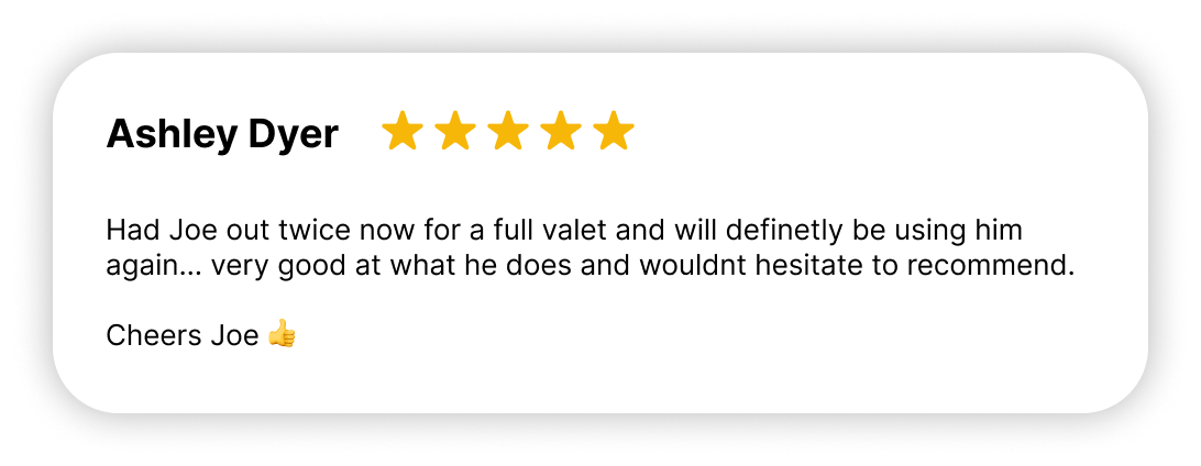 "5-star review from Ashley Dyer, highly recommding."
