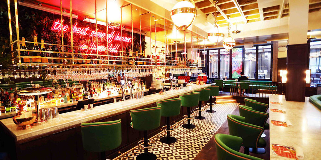 Hospitality interior design project for Neighbourhood by premium restaurant & bar designers, showcasing premium restaurant design services and interiors.