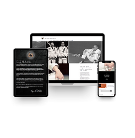 Mockup of Jean Jacques Machado Austin BJJ academy website on laptop, desktop, and mobile screens featuring class schedule, e-commerce, and academy branding.