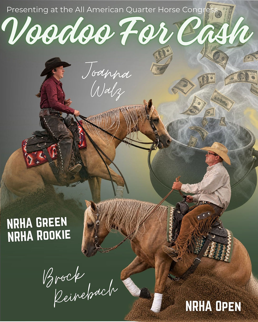 Meet the horses and riders representing B&B Reinebach of Princeville, Illinois, at the 2026 All American Quarter Horse Congress. Follow our reining team!